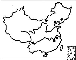 下列我國四種主要礦產(chǎn)資源的分布圖中,表示鐵礦分布的是